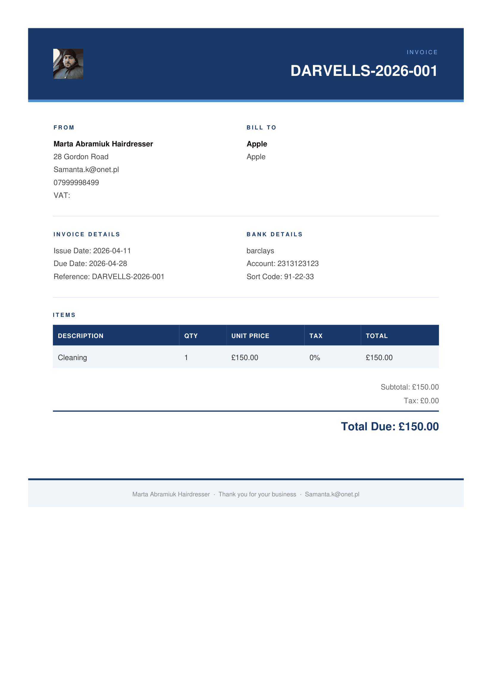 Corporate invoice template