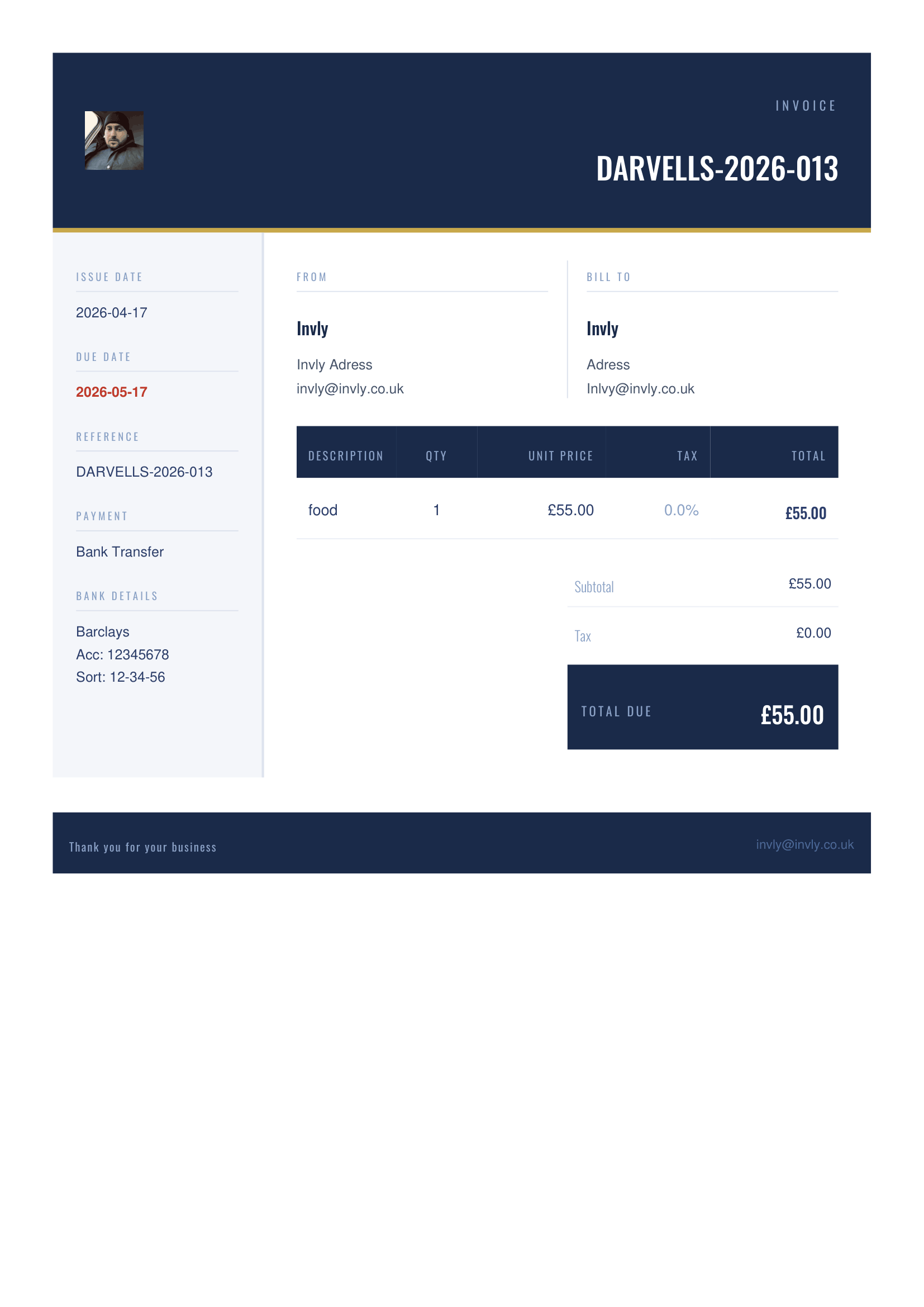 Corporate II invoice template