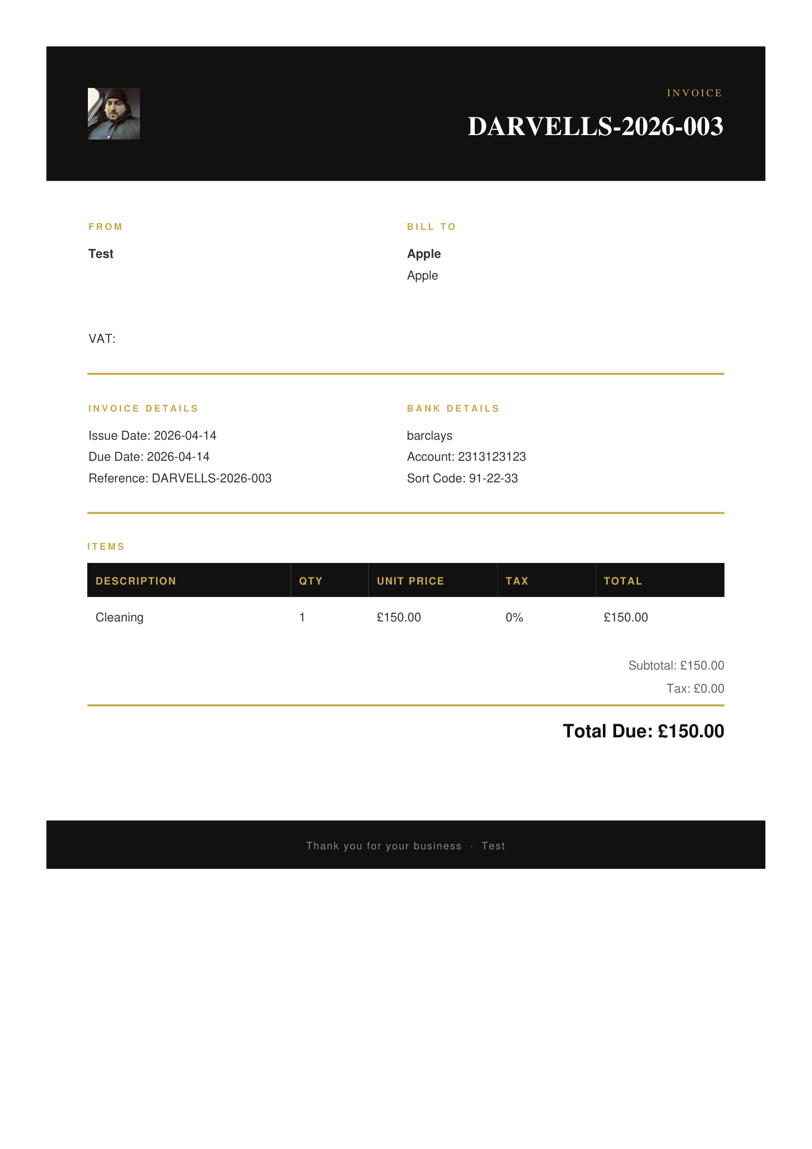 Executive invoice template