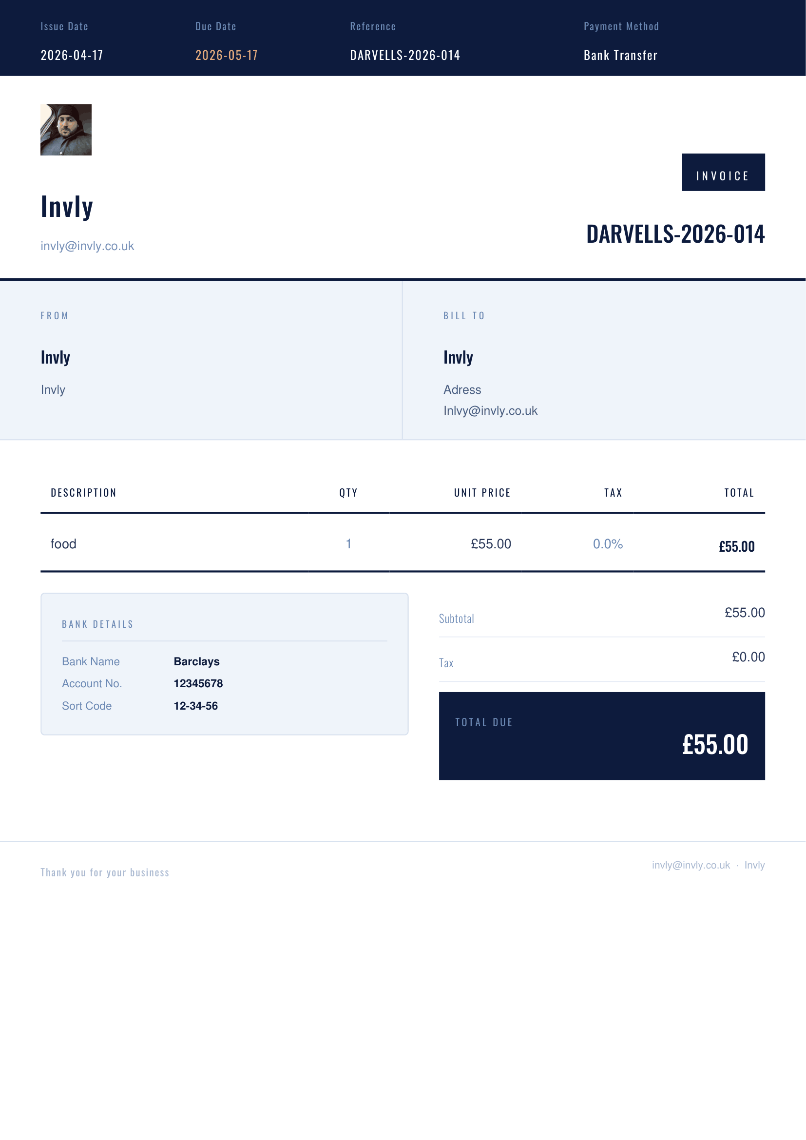 Executive II invoice template