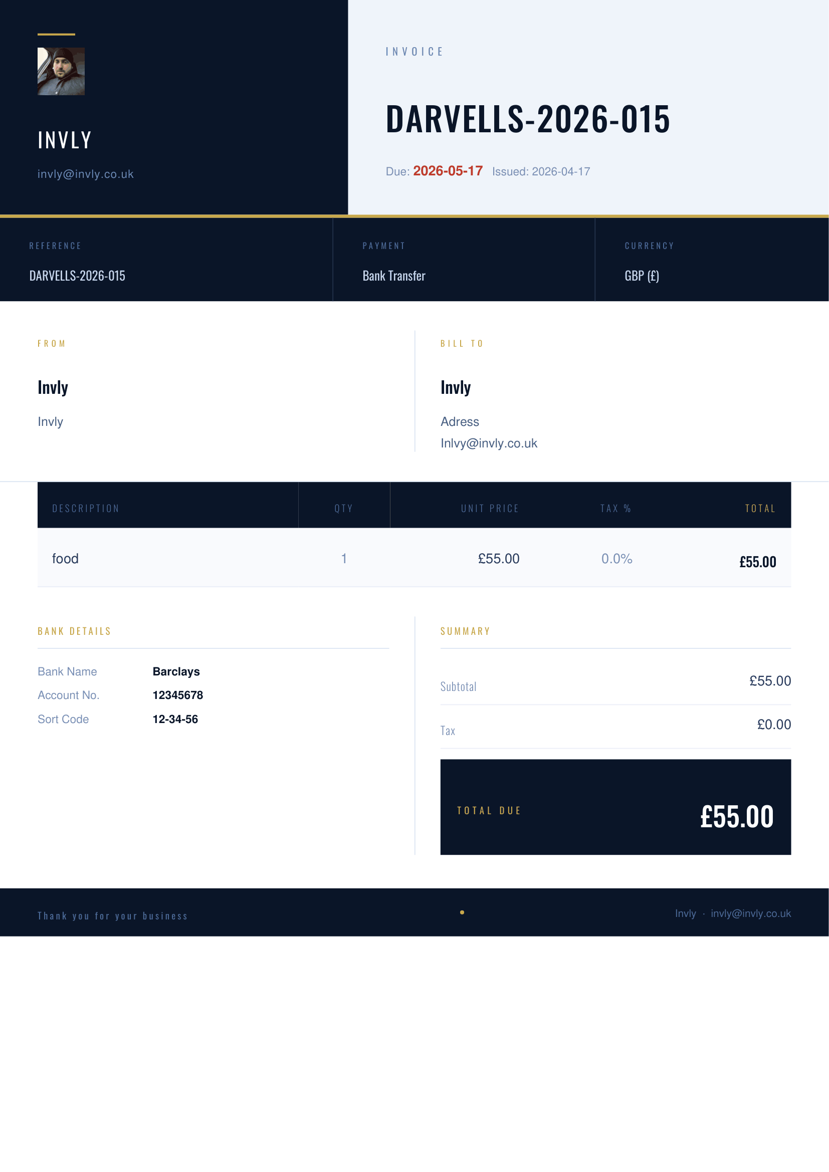 Luxury II invoice template